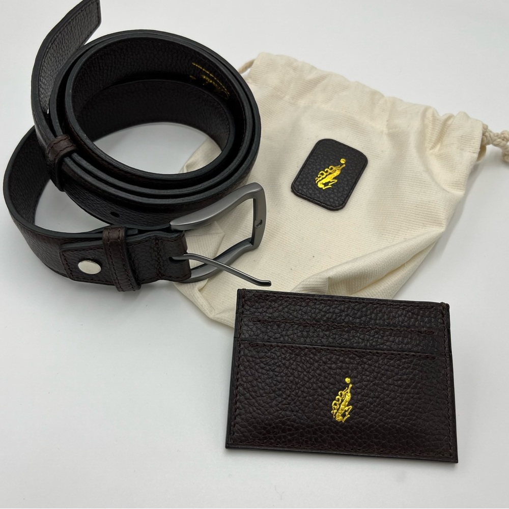 Calfskin men’s leather belt with card holder/ best gift 🎁